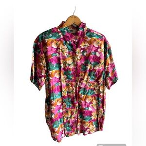 Vintage, Gitano, floral button down tshirt, size medium